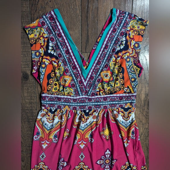 Kiara Women's Bright Colorful Paisley Bohemian Summer Beach Cover Up Size Med - Picture 2 of 16